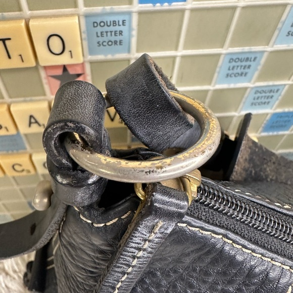 Dooney and Burke East West Slouch Black Pebbled Leather Hobo Bag - Picture 6 of 12